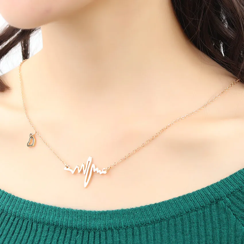 Simple Wave Heart Necklace Chic ECG Heartbeat Gold Color Pendant Charm Lightning Necklace Women Vintage Jewelry Accessories
Simple Wave Heart Necklace Chic ECG Heartbeat Gold Color Pendant Charm Lightning Necklace Women Vintage Jewelry Accessories