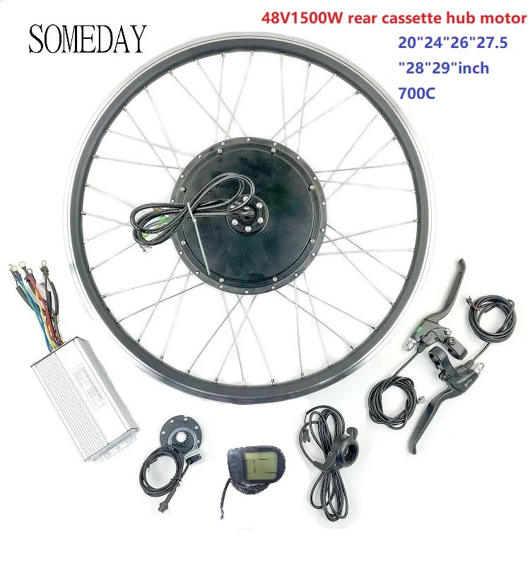 SOMEDAY 48V1500W Electric Bicycle conversion kit with LCD5 display E-bike BLDC Rear cassette hub Motor with spoke and rim
SOMEDAY 48V1500W Electric Bicycle conversion kit with LCD5 display E-bike BLDC Rear cassette hub Motor with spoke and rim