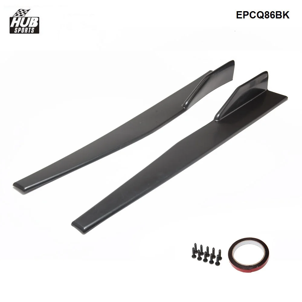 2 Pcs Black PP Carbon Fiber Color Car Side Skirt Spoiler Diffuser Winglet Wings