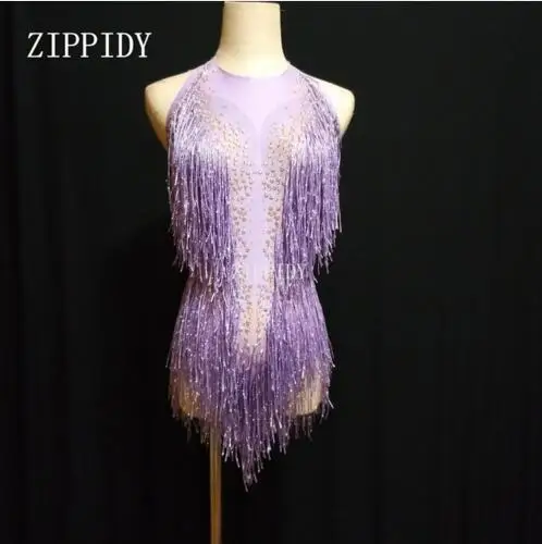 Purple Red Shining Fringes Rhinestones Bodysuit Dance Show One-piece Sexy Costume Women's Performance Leotard
Purple Red Shining Fringes Rhinestones Bodysuit Dance Show One-piece Sexy Costume Women's Performance Leotard