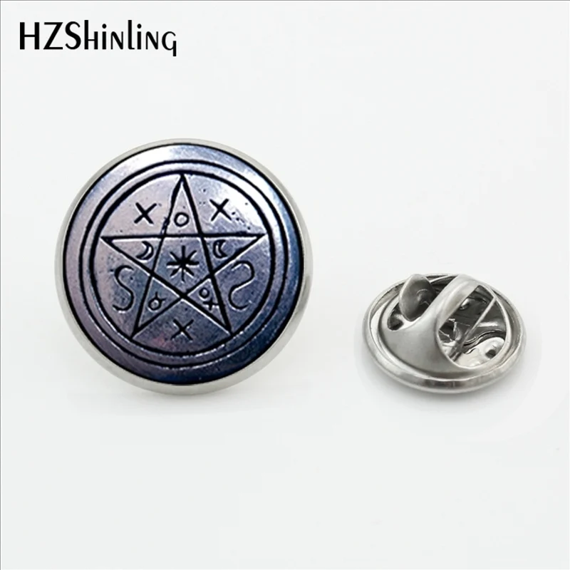 New Steampunk Wiccan Collar Pin Brooch Magick Pagan Pentagram Jewelry Glass Cabochon Stainless Steel Lapel Pins Brooches
New Steampunk Wiccan Collar Pin Brooch Magick Pagan Pentagram Jewelry Glass Cabochon Stainless Steel Lapel Pins Brooches