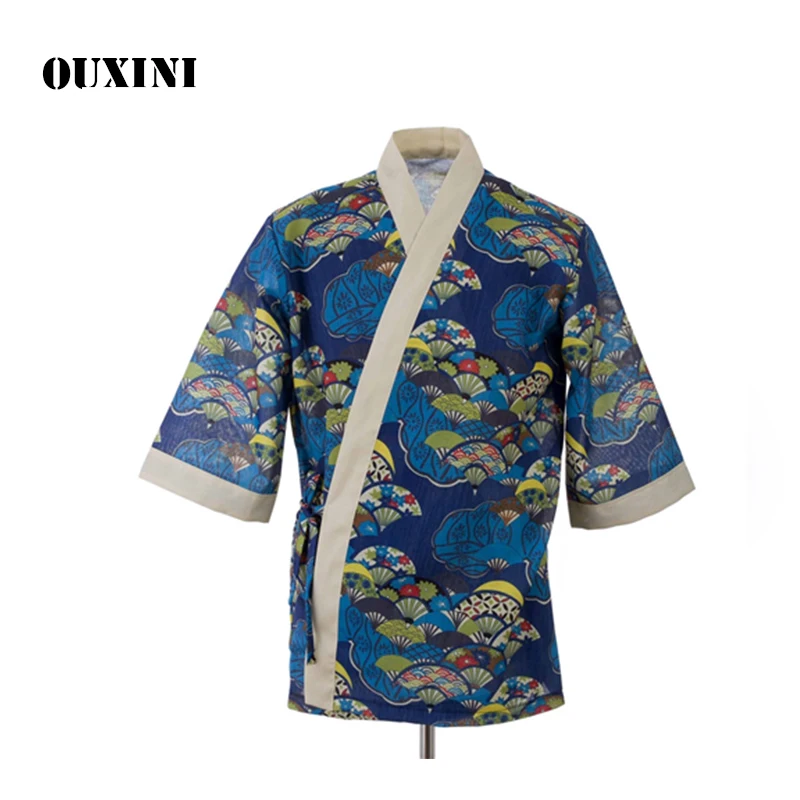 Japanese Cuisine Sushi Restaurant Chef Uniforms Half sleeve Kimono Workwear costume chef Food Kitchen Jacket Overalls Tops
Japanese Cuisine Sushi Restaurant Chef Uniforms Half sleeve Kimono Workwear costume chef Food Kitchen Jacket Overalls Tops