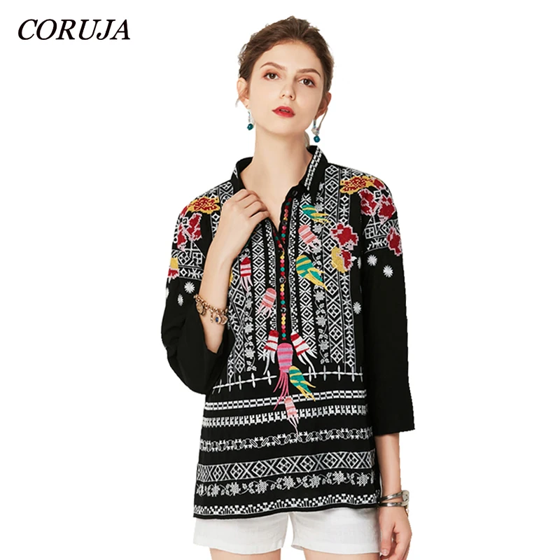 Women Boutique Turn-down Collar Long Sleeve Floral Blouses Exquisite Embroidery Casual Soft Stylish Tops Blouse Dropshipping
Women Boutique Turn-down Collar Long Sleeve Floral Blouses Exquisite Embroidery Casual Soft Stylish Tops Blouse Dropshipping