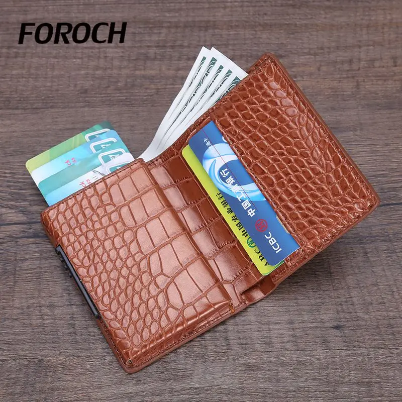 FOROCH Automatic Credit Card Holder Travel Aluminum Men RFID Wallet Pop Up Blocking Money Case Protection Leather Cardholder 605
FOROCH Automatic Credit Card Holder Travel Aluminum Men RFID Wallet Pop Up Blocking Money Case Protection Leather Cardholder 605