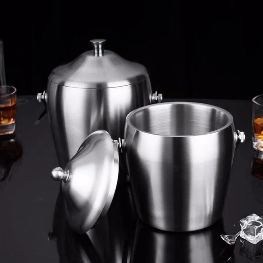 Double Wall Ice Bucket With Lid Insulation Tongs Insulated Stainless Steel Ice Bucket Practical Bar Container Barrel Beer Cooler
Double Wall Ice Bucket With Lid Insulation Tongs Insulated Stainless Steel Ice Bucket Practical Bar Container Barrel Beer Cooler
