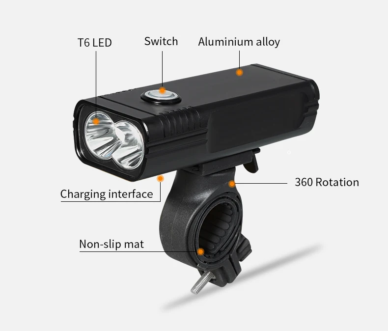 Sale Mountain Bike Light  Super Bright Bicycle Headlight USB Rechargeable IPX5 Waterproof T6/L2 Flashlight Lighting Riding Equipment 2