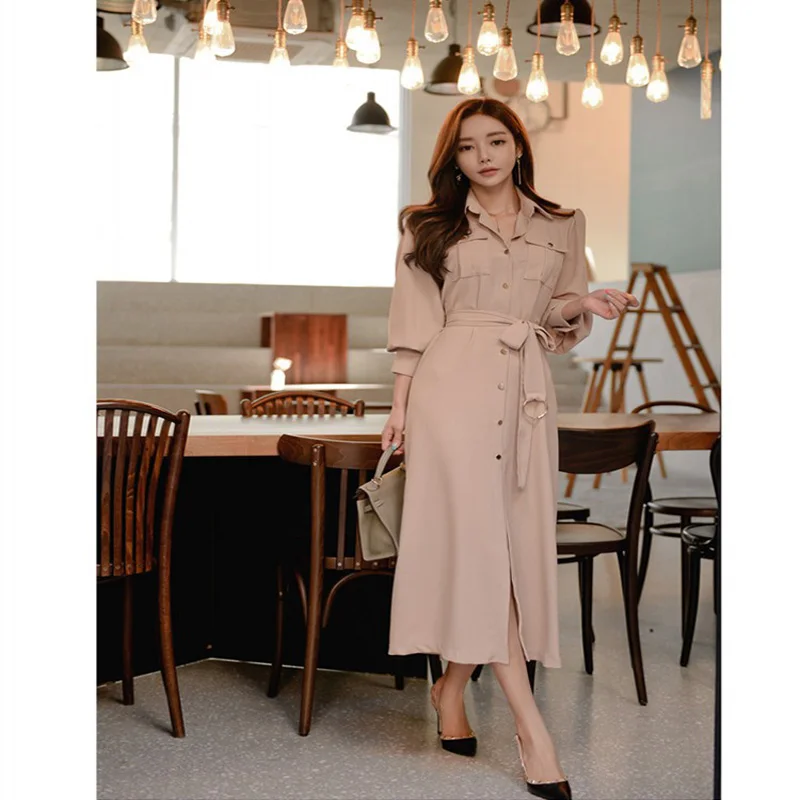 Ladies New Elegant Shirt dress Women Long Sleeve Turndown Collar slim Long Dress
Ladies New Elegant Shirt dress Women Long Sleeve Turndown Collar slim Long Dress