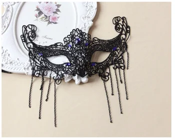 Lovely Black Sexy Lady Lace Mask Cutout Eye Mask for Masquerade Party Halloween Party Fancy with Blue Resin Drill
Lovely Black Sexy Lady Lace Mask Cutout Eye Mask for Masquerade Party Halloween Party Fancy with Blue Resin Drill