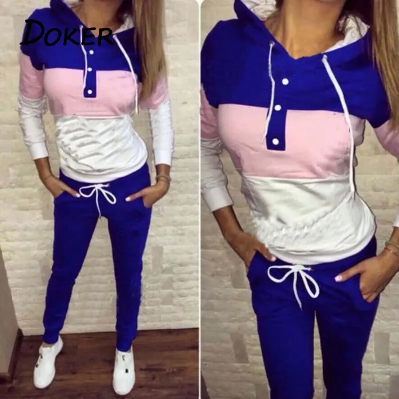 2018 Spring Female Sporting Suits Ladies Slim 2 Pieces Sets Women Patchwork Hooded Pullover Tops and Long Pants Tracksuit
2018 Spring Female Sporting Suits Ladies Slim 2 Pieces Sets Women Patchwork Hooded Pullover Tops and Long Pants Tracksuit