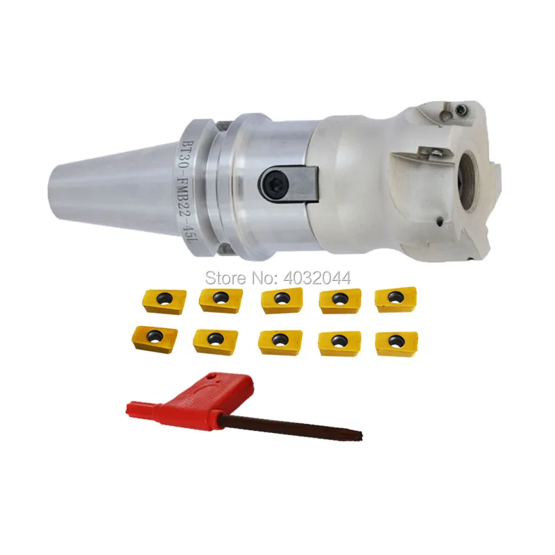 BT30-FMB22-45L 60L Mohs face milling handle+BAP300R 50 22 5T 63 22 6T face milling cutter head+10pcs APMT1135 H2 carbide blade
BT30-FMB22-45L 60L Mohs face milling handle+BAP300R 50 22 5T 63 22 6T face milling cutter head+10pcs APMT1135 H2 carbide blade