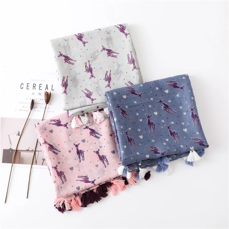 Lovely Animal Deer Pattern Tassel Viscose Shawl Scarf Autumn Winter Print Voile Warm Pashmina Sjaal Foulards Muslim Hijab Snood
Lovely Animal Deer Pattern Tassel Viscose Shawl Scarf Autumn Winter Print Voile Warm Pashmina Sjaal Foulards Muslim Hijab Snood