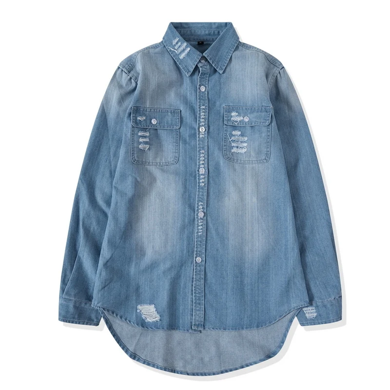 H.A.Sueno Hot fashion blue denim men's long shirts high street casual shirts for men for women destoryed loose fit tops
H.A.Sueno Hot fashion blue denim men's long shirts high street casual shirts for men for women destoryed loose fit tops