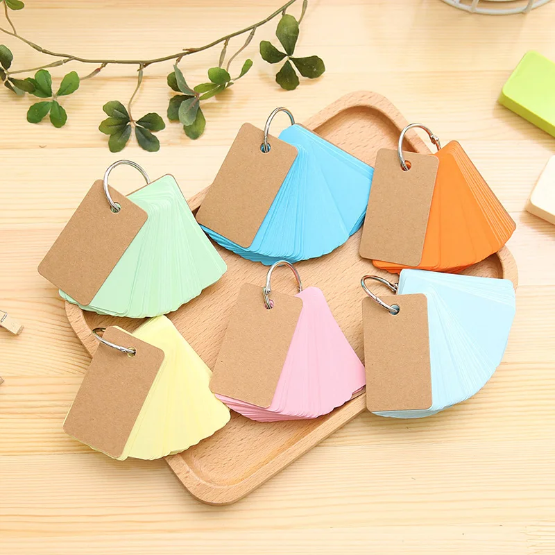 

Colorful Mini Notebook Cute Ring Buckle Blank Word Book Card Tearable Notepads Stationery gift kawaii memo pad escolar