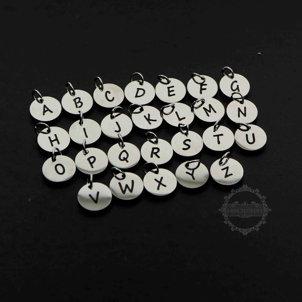 Customized 10MM Silver Round Stainless Steel Initial Alphabet Letter Small Charm DIY Findings 1800384-2
Customized 10MM Silver Round Stainless Steel Initial Alphabet Letter Small Charm DIY Findings 1800384-2