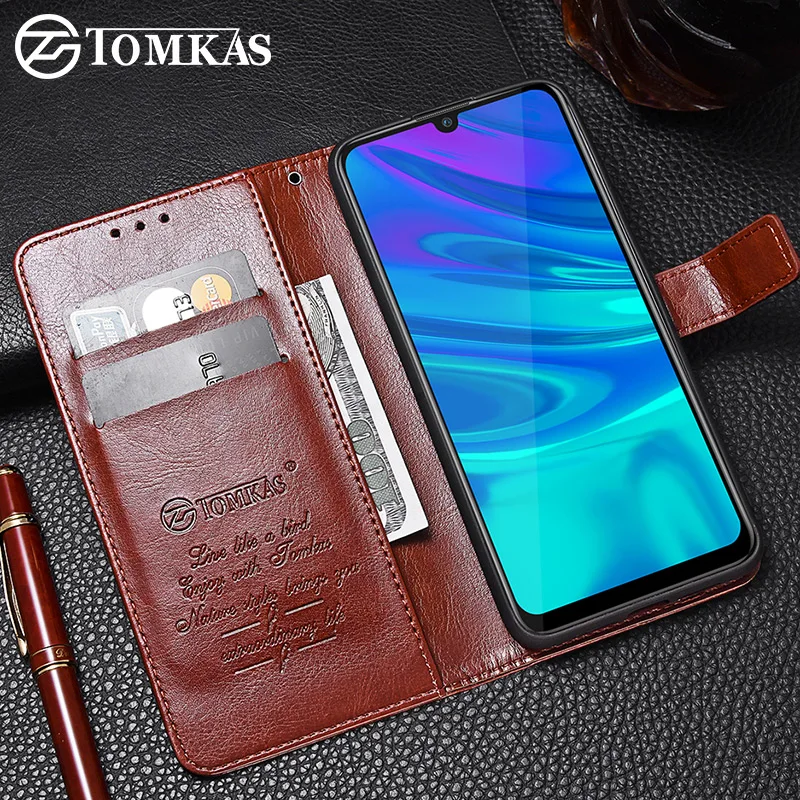 Чехол книжка TOMKAS для HUAWEI P Smart Plus 2019 винтажный кожаный защитный силиконовый чехол