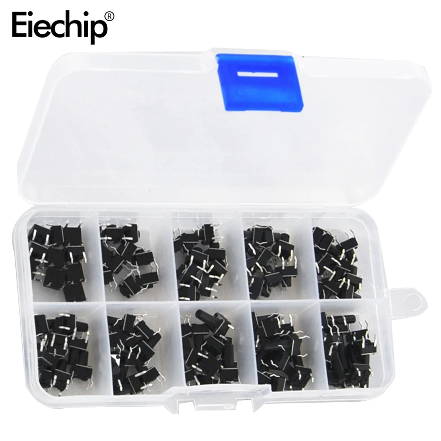 200pcs/Box 10Values 6*6 Light Micro Touch Switch Set Push Button Switch Kit 4Pin 6x6 Keys Tact ON/OFF For Arduino diy Electronic
200pcs/Box 10Values 6*6 Light Micro Touch Switch Set Push Button Switch Kit 4Pin 6x6 Keys Tact ON/OFF For Arduino diy Electronic