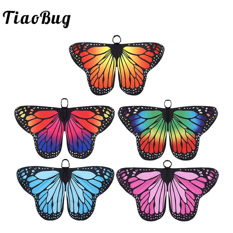 

TiaoBug Children Butterfly Wings Cape Kids Girls Halloween Party Cosplay Fairy Dress Up Performance Dance Costume Accessories