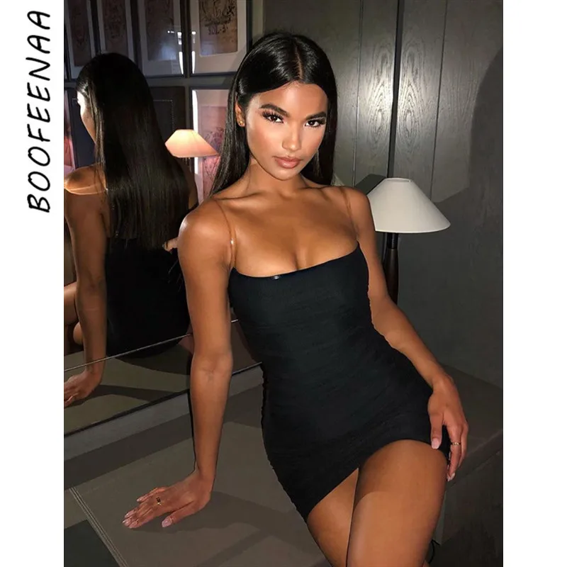 BOOFEENAA Clear Spaghetti Strap Ruched Bodycon Bandage Mini Dress Black Vestidos Stylish Sexy Club Dresses Women 2019 C32-AZ75
BOOFEENAA Clear Spaghetti Strap Ruched Bodycon Bandage Mini Dress Black Vestidos Stylish Sexy Club Dresses Women 2019 C32-AZ75