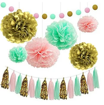 10PCS Mixed Gold Mint Green Pink Tissue Paper Pom Poms Paper Tassel Polka Dot Circle Paper Garland for Baby Shower Wedding DecoR
10PCS Mixed Gold Mint Green Pink Tissue Paper Pom Poms Paper Tassel Polka Dot Circle Paper Garland for Baby Shower Wedding DecoR