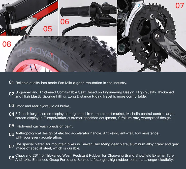 Excellent 26 "folding bike 4.0 fat tire electric snow and mountain bike Lithium battery moped Aluminium alloy frame Adult bicycle 7