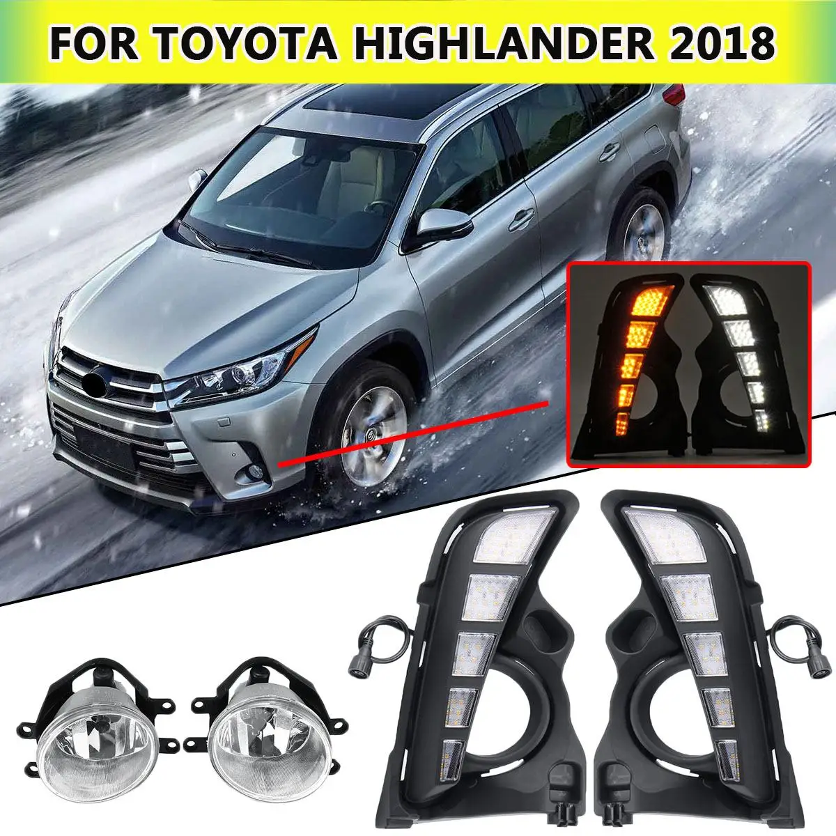 12V Left & Right Headlight Car LED Daytime Running Light Fog Lamp For Toyota Highlander 2017 2018 2019 with Fog Light Frame
12V Left & Right Headlight Car LED Daytime Running Light Fog Lamp For Toyota Highlander 2017 2018 2019 with Fog Light Frame