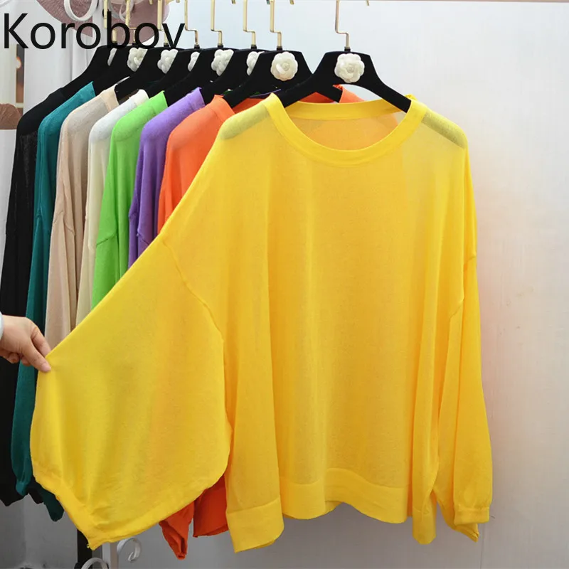 Korobov Fashion Women Sunscreen Thin Sweaters Knit Batwing Sleeve Oversize Pullovers Korean Candy Color Sueter Mujer 78345
Korobov Fashion Women Sunscreen Thin Sweaters Knit Batwing Sleeve Oversize Pullovers Korean Candy Color Sueter Mujer 78345