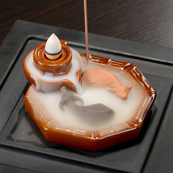 Twisting Double Cattle Backflow Incense Burner Purple Sand Ceramic Cone Censer Stick Holder Stove Home Decor Teahouse Ornaments
Twisting Double Cattle Backflow Incense Burner Purple Sand Ceramic Cone Censer Stick Holder Stove Home Decor Teahouse Ornaments