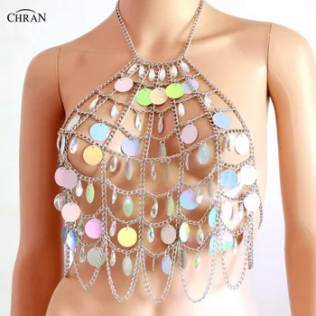 Chran Holographic Discs Sequins Crop Top Belly Waist Belt Mirror Chain Necklace Rave Bra Bralete Festival Wear Jewelry CRS413
Chran Holographic Discs Sequins Crop Top Belly Waist Belt Mirror Chain Necklace Rave Bra Bralete Festival Wear Jewelry CRS413