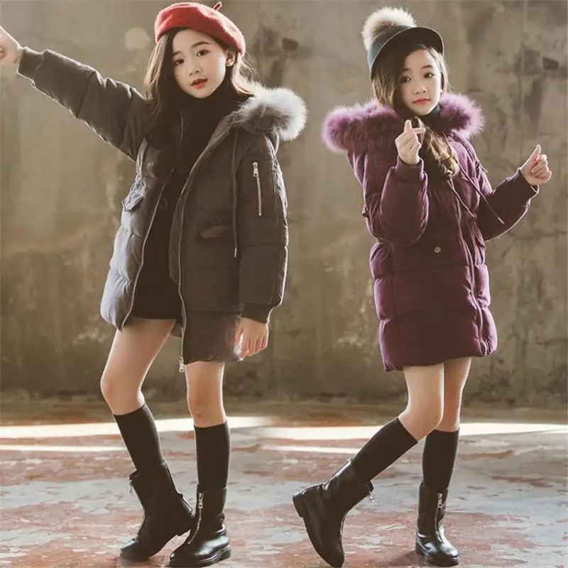 2019 Fashion Kids Girls Clothes Cotton Warm Coat Children Real Fur Collar Hooded Jacket Teens Girls Thick Solid Outerwear Q354
2019 Fashion Kids Girls Clothes Cotton Warm Coat Children Real Fur Collar Hooded Jacket Teens Girls Thick Solid Outerwear Q354