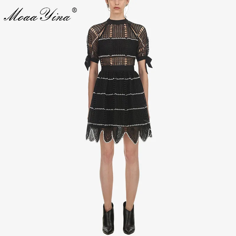 MoaaYina high quality Fashion Designer Runway dress Spring Summer Women Dress Short sleeve Hollow Out Black Dresses
MoaaYina high quality Fashion Designer Runway dress Spring Summer Women Dress Short sleeve Hollow Out Black Dresses