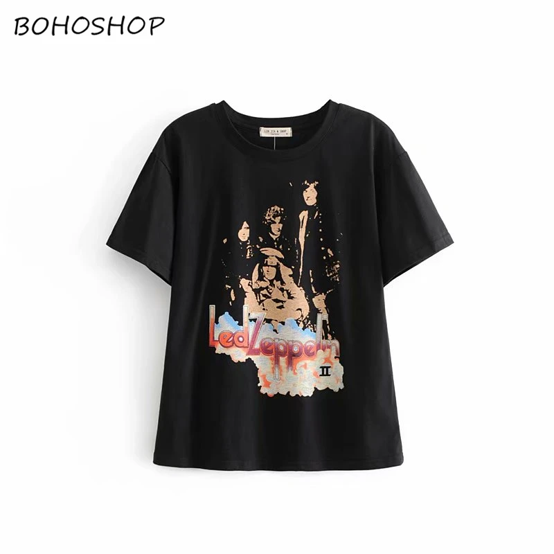 Summer fashion vintage chic women band head print short sleeve t-shirt ladies tops cottonTee shirt camiseta feminina
Summer fashion vintage chic women band head print short sleeve t-shirt ladies tops cottonTee shirt camiseta feminina