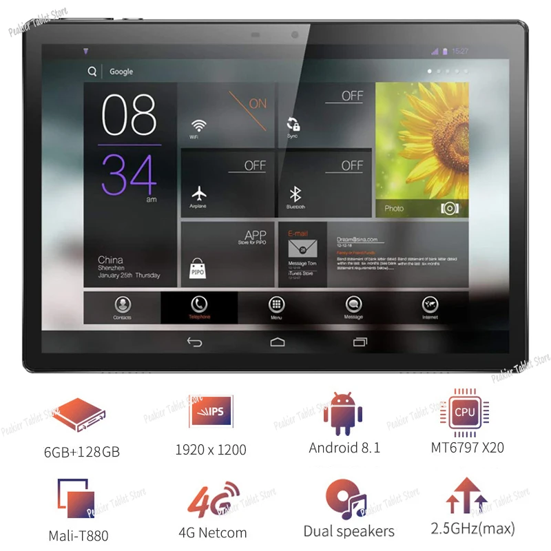 High Version For Games/Videos 2.5D Tempered Glass 10 inch 4G-LTE WiFi Android 8.1 Tablet PC Deca Core 6GB RAM 128GB ROM IPS Wifi
High Version For Games/Videos 2.5D Tempered Glass 10 inch 4G-LTE WiFi Android 8.1 Tablet PC Deca Core 6GB RAM 128GB ROM IPS Wifi