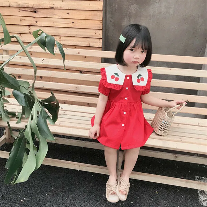 Embroidery Cherry Children Girl Dress Retro Kids Baby Girl Princess Dress Puff Sleeve Peter pan Collar Mini Dress Red Dress
Embroidery Cherry Children Girl Dress Retro Kids Baby Girl Princess Dress Puff Sleeve Peter pan Collar Mini Dress Red Dress