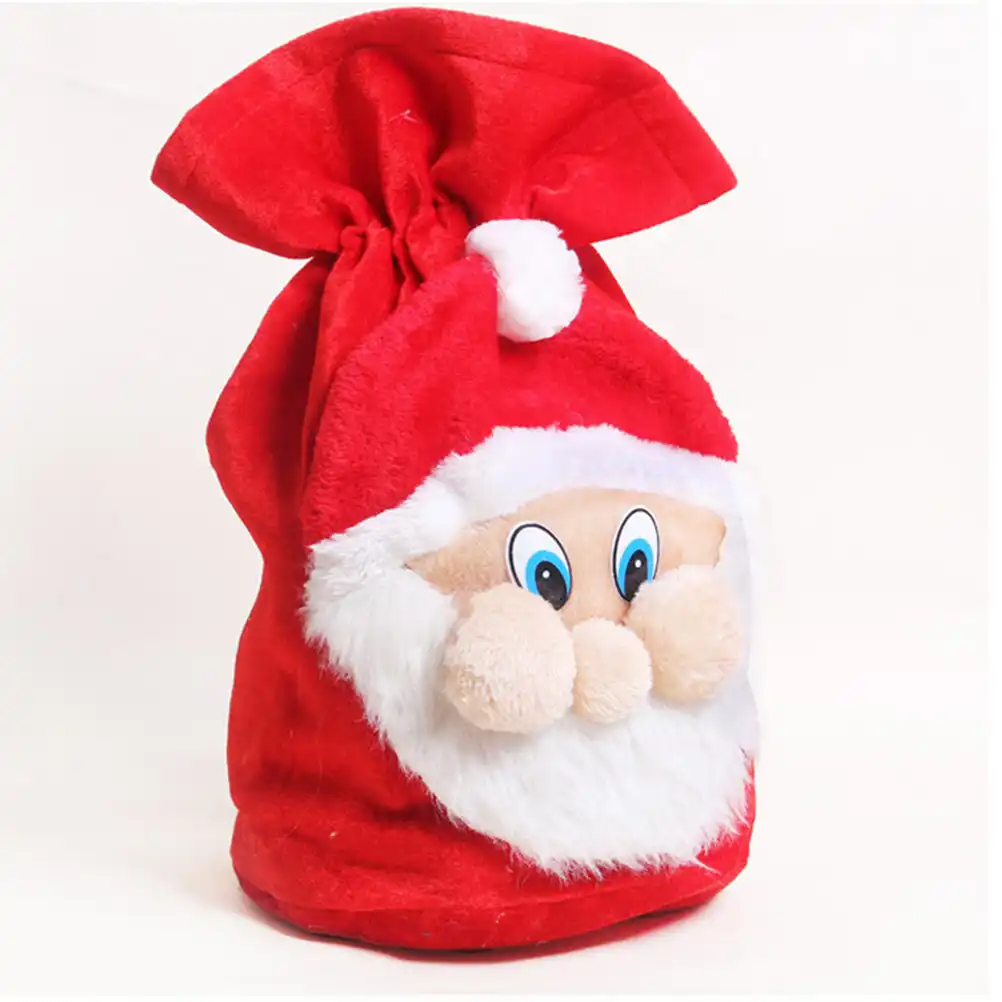 drawstring santa claus gift bag candy gift present sack pouch