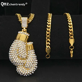 Hip hop Stainless Steel Mens Bling Iced Out CZ boxing Gloves Pendants 5mm cuban chain Sports Necklace For men women gift
Hip hop Stainless Steel Mens Bling Iced Out CZ boxing Gloves Pendants 5mm cuban chain Sports Necklace For men women gift