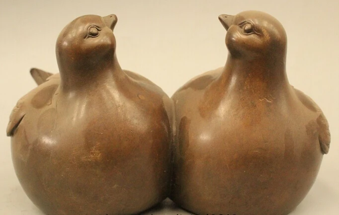 wholesale factory 5"China Chinese Folk Pure Bronze Lifelike Two Obesity Bird Pigeon Statue
wholesale factory 5"China Chinese Folk Pure Bronze Lifelike Two Obesity Bird Pigeon Statue
