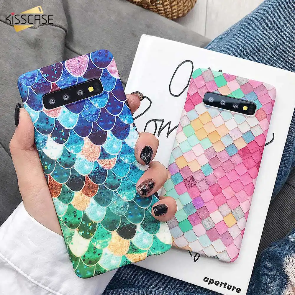 Чехол KISSCASE с рыбьими чешуями для телефона Samsung Galaxy S10 5G S10E Plus S9 S8 S7 светящийся чехол