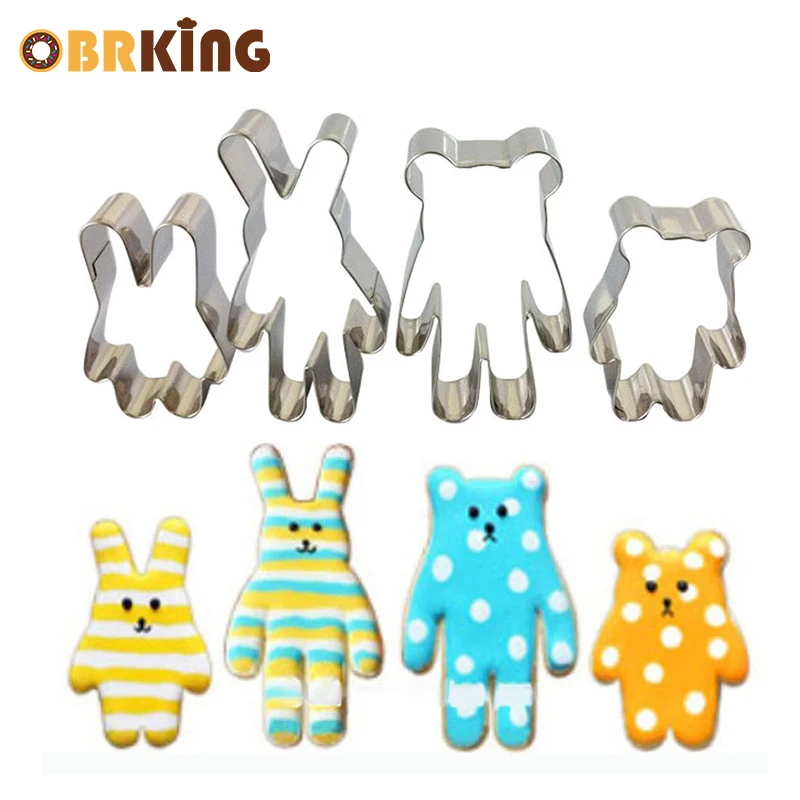OBRKING 4Pcs/set Stainless Steel Bear Rabbit Cookie Baking Molds Biscuit Cutter Set Cake Moulds Decorating Tools Fondant
OBRKING 4Pcs/set Stainless Steel Bear Rabbit Cookie Baking Molds Biscuit Cutter Set Cake Moulds Decorating Tools Fondant