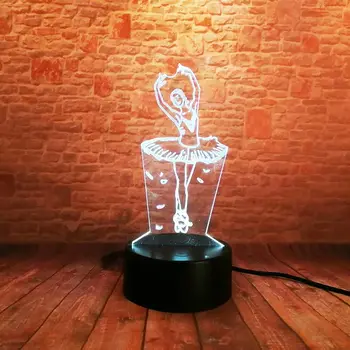 

3D Nightlight Visual Illusion Led Color Change Touch Light Desk Lamp Figure Model Ballet Dancing Girls Toys Holiday gift
