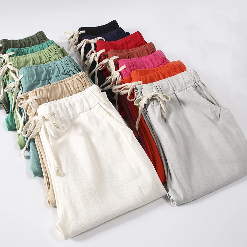 Women Summer Cotton Linen Pants Solid Elastic waist Candy Colors Harem Trousers plus size Women pants 5xl 6xl 7xl
Women Summer Cotton Linen Pants Solid Elastic waist Candy Colors Harem Trousers plus size Women pants 5xl 6xl 7xl