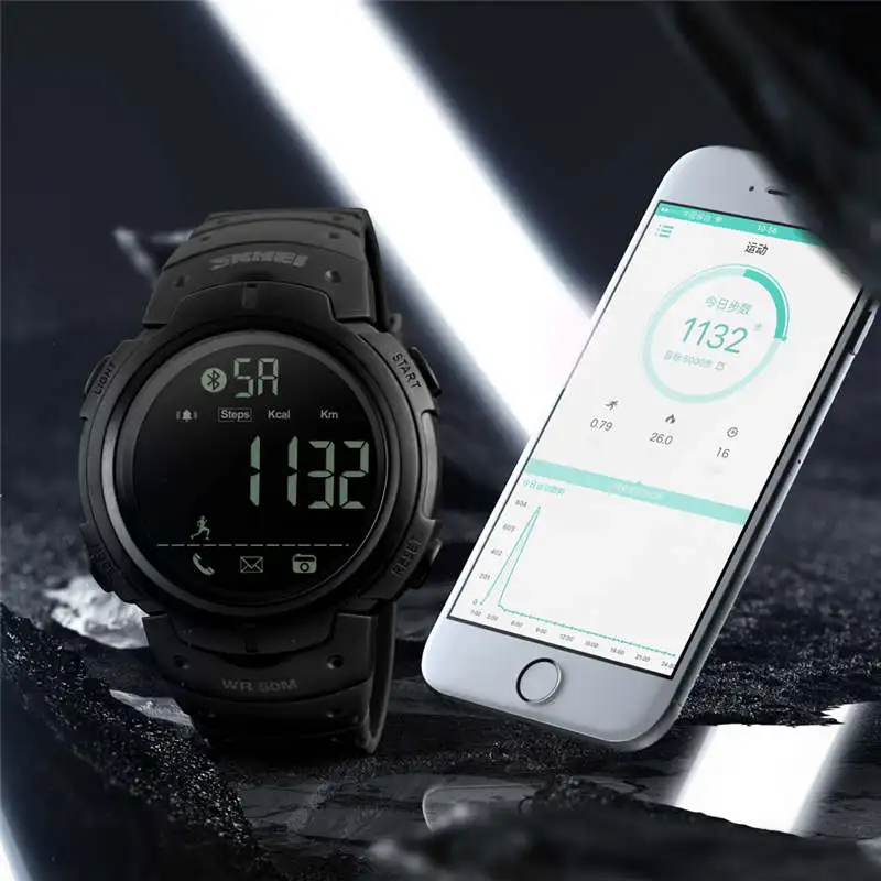 Водонепроницаемые мужские часы для плавания 50 м спортивные с поддержкой IOS Android