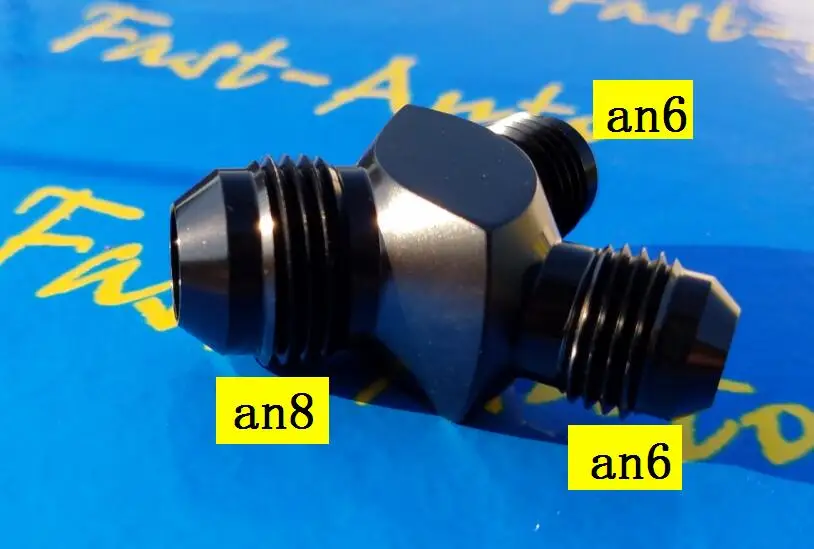 

3 way 3/4unf thread 8AN AN8 an 8 Flare Tee to an6 -6an an 6 male Adaptor adapter Aluminum Fittings for 044 fuel pump