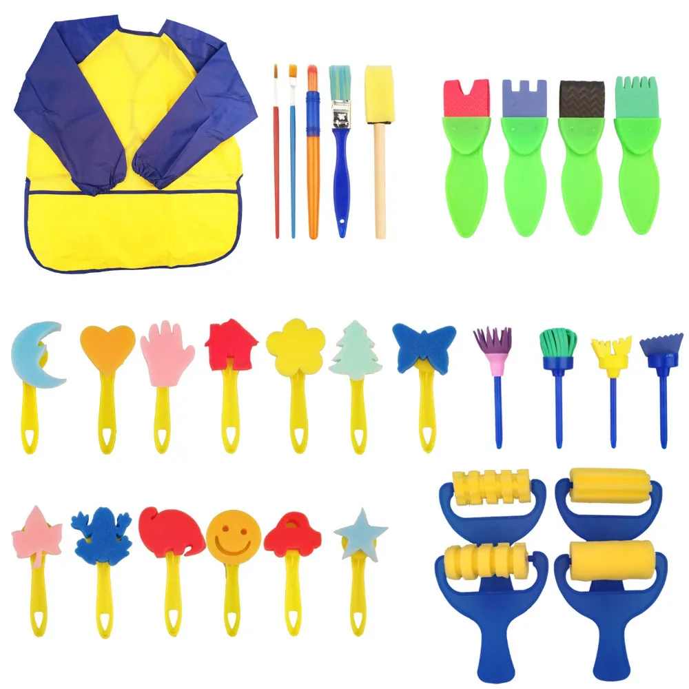 XRHYY Kid Early Learning Sponge Painting Brushes For Toddlers Long Sleeve Waterproof Apron 3 Roomy Pockets Sponge Brush Set
XRHYY Kid Early Learning Sponge Painting Brushes For Toddlers Long Sleeve Waterproof Apron 3 Roomy Pockets Sponge Brush Set