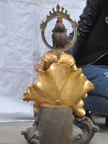 bi003054 23"tibet buddhism bronze Gilt ruyi Kwan-Yin Guan Yin Bodhisattva buddha statue