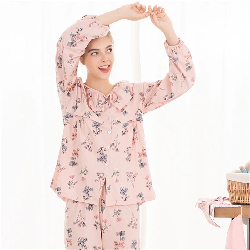 Maternity Breastfeeding Pajamas Sets Pregnant Women Long-Sleeved Nursing Nightwear Round Neck Cotton Sleepwear Sets AA51376
Maternity Breastfeeding Pajamas Sets Pregnant Women Long-Sleeved Nursing Nightwear Round Neck Cotton Sleepwear Sets AA51376