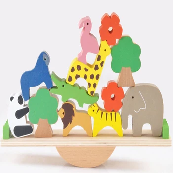 Cute forest animals seesaw construction Wooden Blocs Toys for children creative educational assembly Toys
Cute forest animals seesaw construction Wooden Blocs Toys for children creative educational assembly Toys
