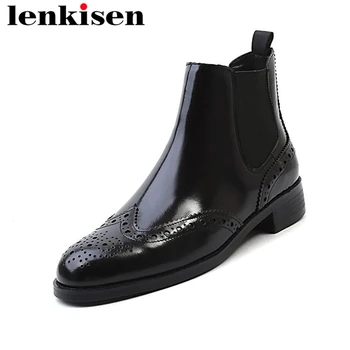 Lenkisen luxury chelsea boots round toe slip on natural leather thick low heels large size woman autumn winter ankle boots L07
Lenkisen luxury chelsea boots round toe slip on natural leather thick low heels large size woman autumn winter ankle boots L07
