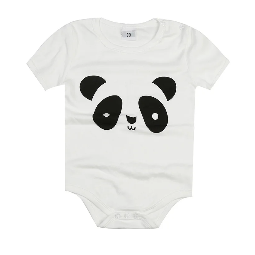 

White Panda Baby Bodysuits Summer Short Sleeve Newborn Jumpsuits Cute Infant One-Piece Clothes Triangle Shirt Babywear Cotton