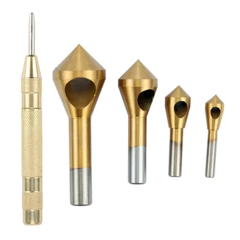 Titanium Countersink Chamfer Deburring Tool Drill Bit Set with Hole for Steel Wood Plastic + Automatic Center Punch Tool Set
Titanium Countersink Chamfer Deburring Tool Drill Bit Set with Hole for Steel Wood Plastic + Automatic Center Punch Tool Set