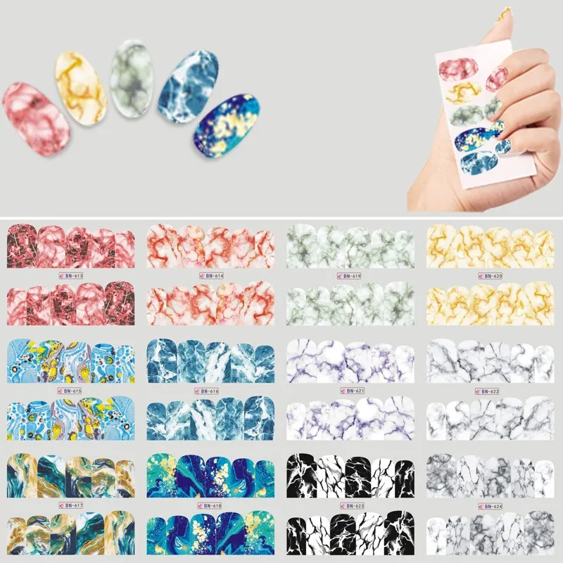 12 Designs/set New Marble Nail Art Sticker Fashion Full Cover Image Decals Nail Transfer Water Foils Beauty Tool BN613-624
12 Designs/set New Marble Nail Art Sticker Fashion Full Cover Image Decals Nail Transfer Water Foils Beauty Tool BN613-624